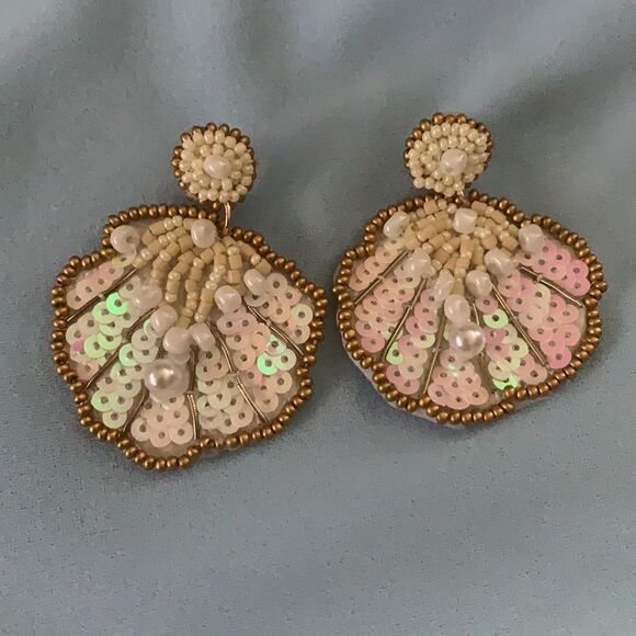 Beaded Shell Earrings  - Picture 1 of 5